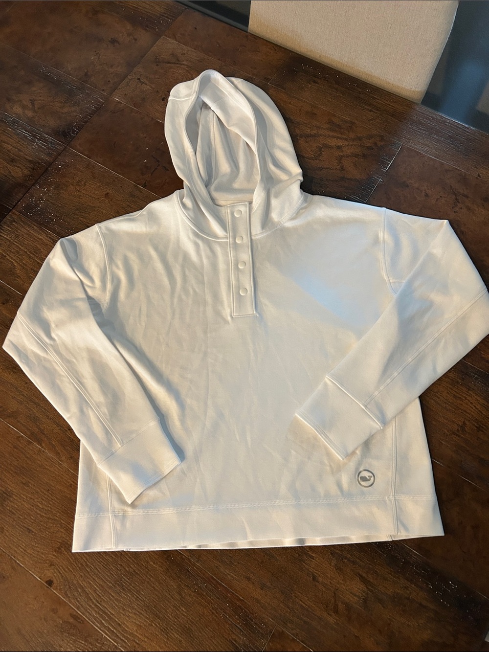 Vineyard Vines White Hooded Button-Neck Relaxed Fit Long Sleeved Shirt Sz XS